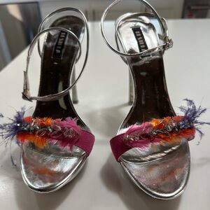 Never worn.  Le Silla Heels with Pink and Orange Accents